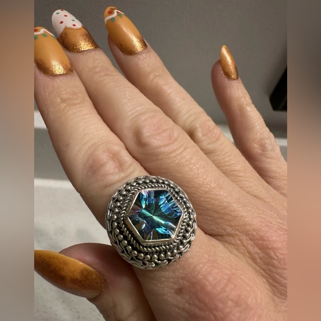 Sarda Heavenly Devotion Ring In Fire & Ice Mystic Quartz Size 6